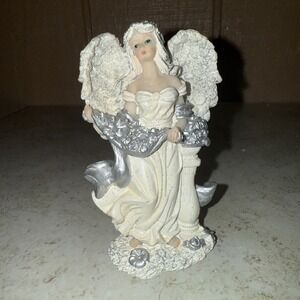 Ks‎ Collection Angel Figurine Sculpture with Floral Embellishments